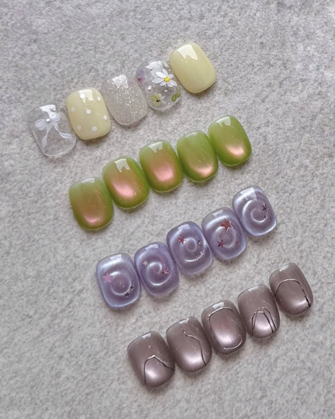 5 tendances nail art coréennes 2025 — 3D Soft, Omakase, Cat Eye, Irisés Pastel et Invisible Art avec les produits ALBI