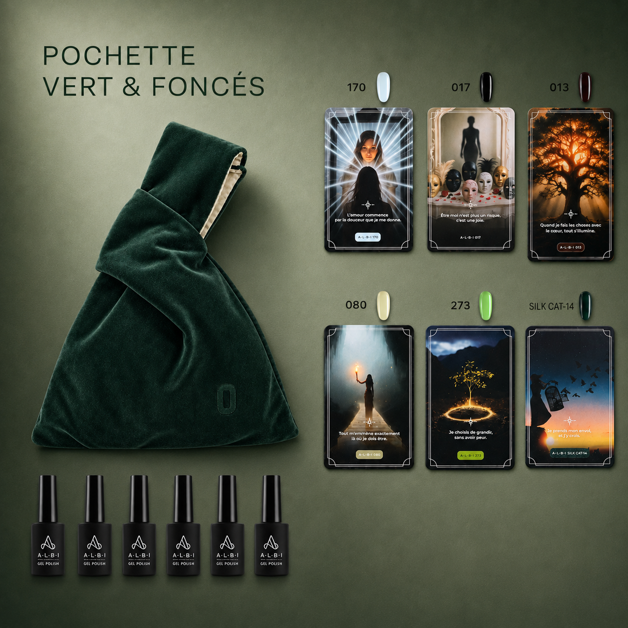 Vert & foncés — Pochette 6 vernis semi-permanents Albi