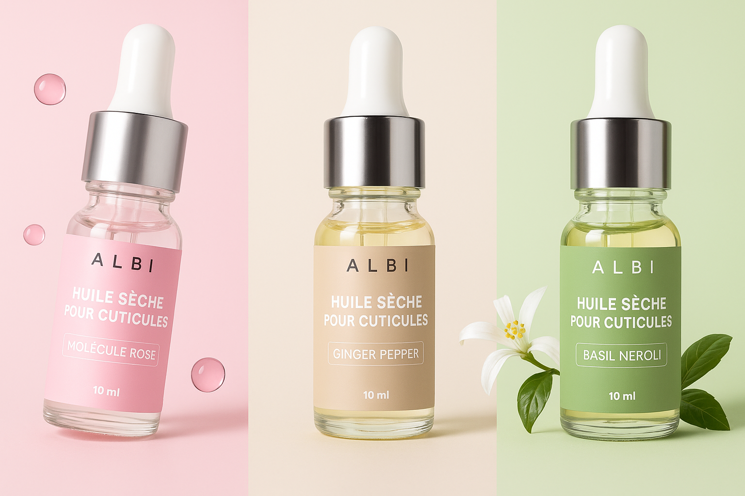 Huile sèche pour cuticules à la Rose ALBI