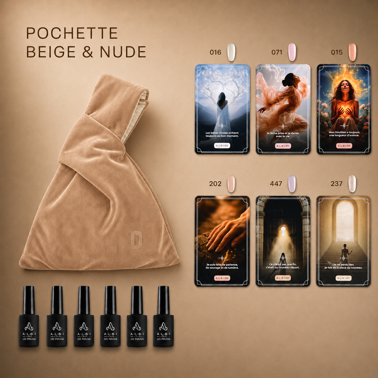 Beige & nude — Pochette 6 vernis semi-permanents Albi