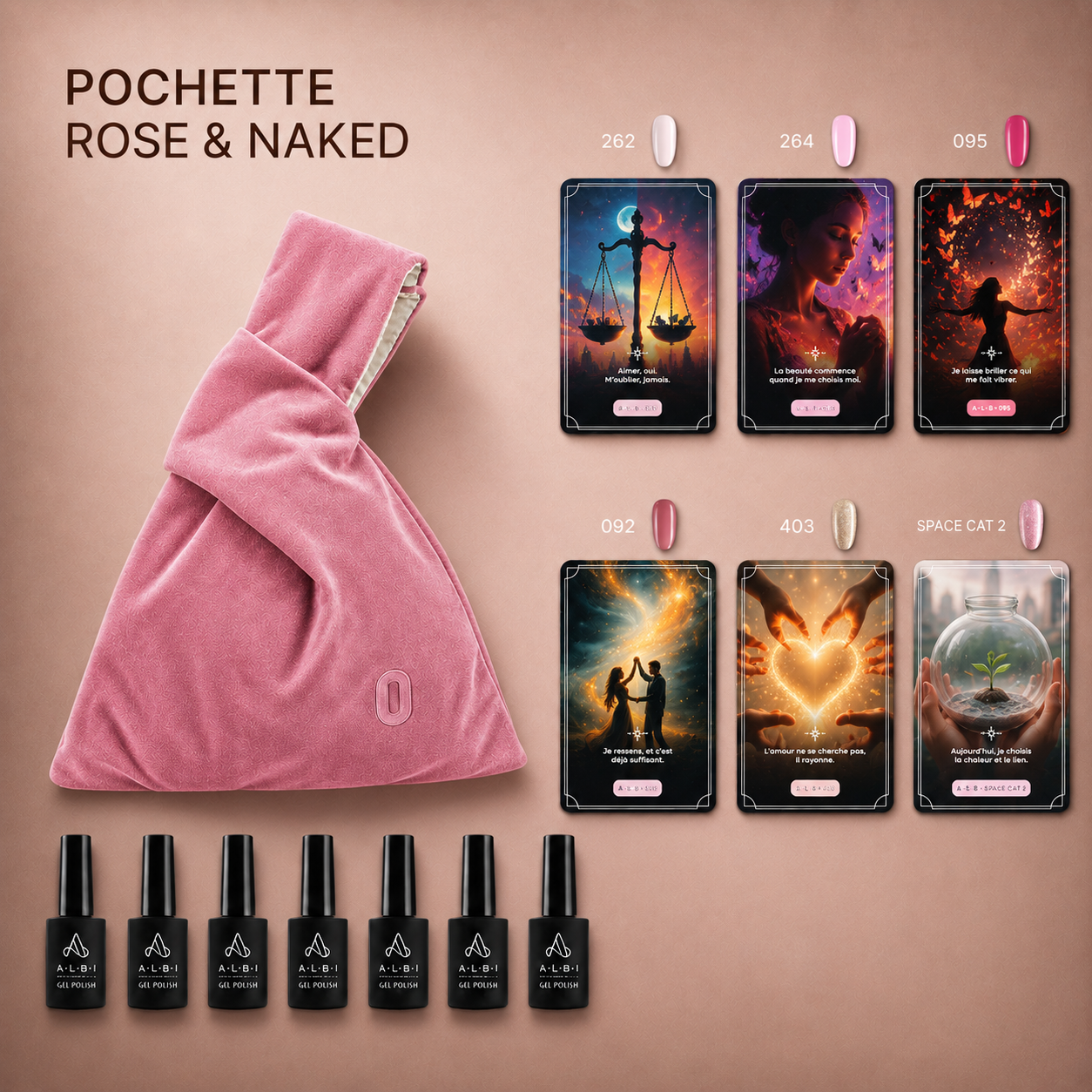 Rose & naked — Pochette 6 vernis semi-permanents Albi