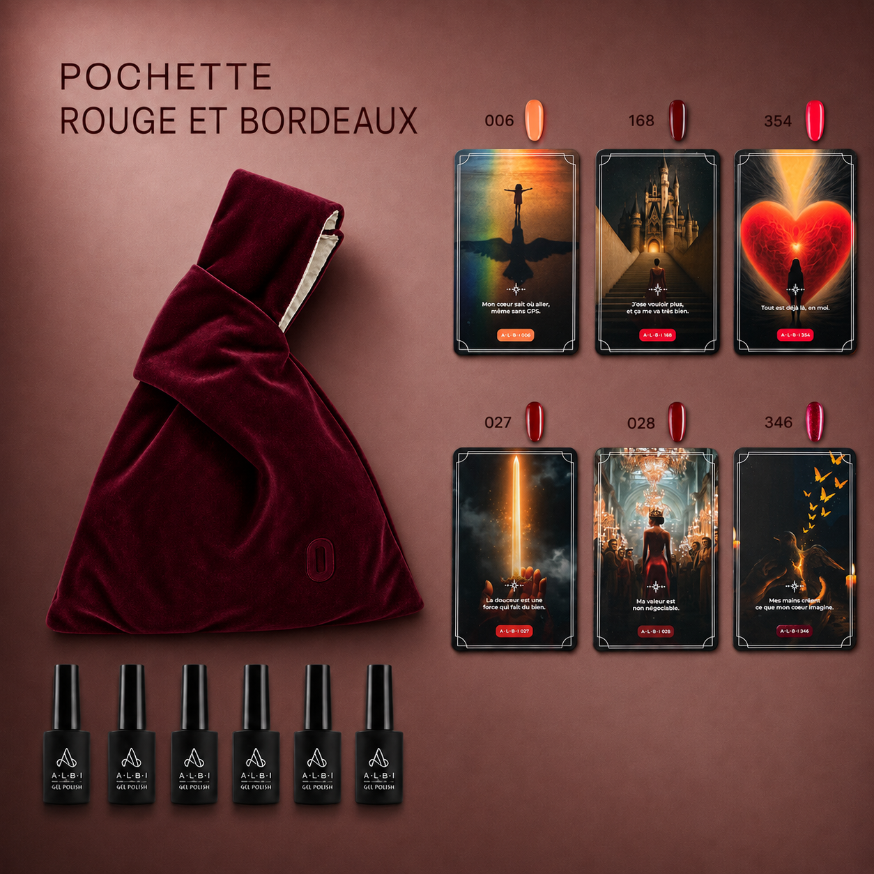Rouge & bordeaux — Pochette 6 vernis semi-permanents Albi