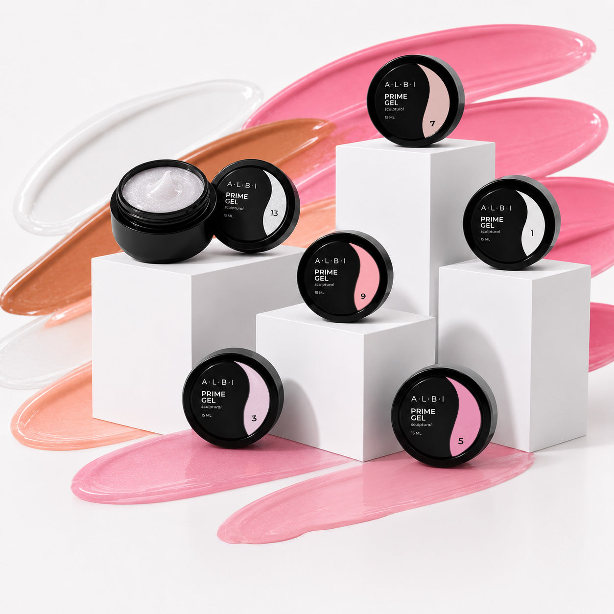 Lot Prime Gel Albi – 5 nudes + 1 pailleté offert